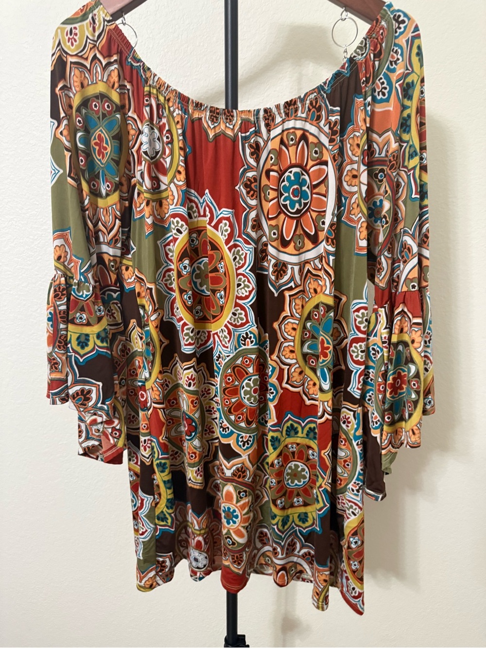 Boho Tunic Top in Fall Multi-Colors